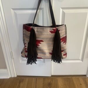 Tony Lama Multicolor Tote with Black Fringe